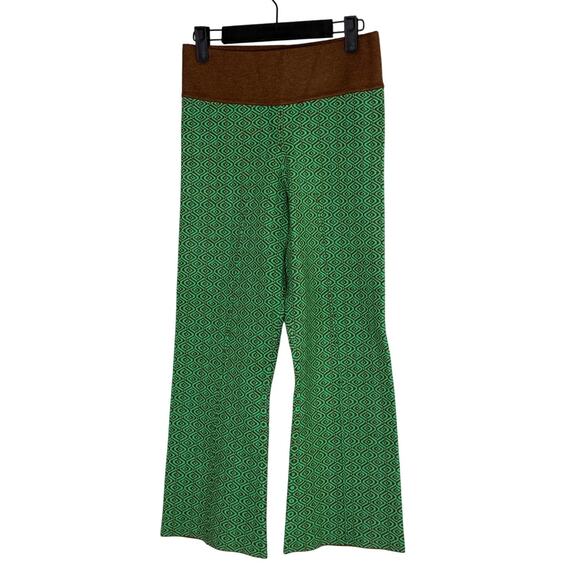 J. Crew Geometric Kick Flare Cropped Stretch Pants Elastic WaistBand S Green - Picture 1 of 15
